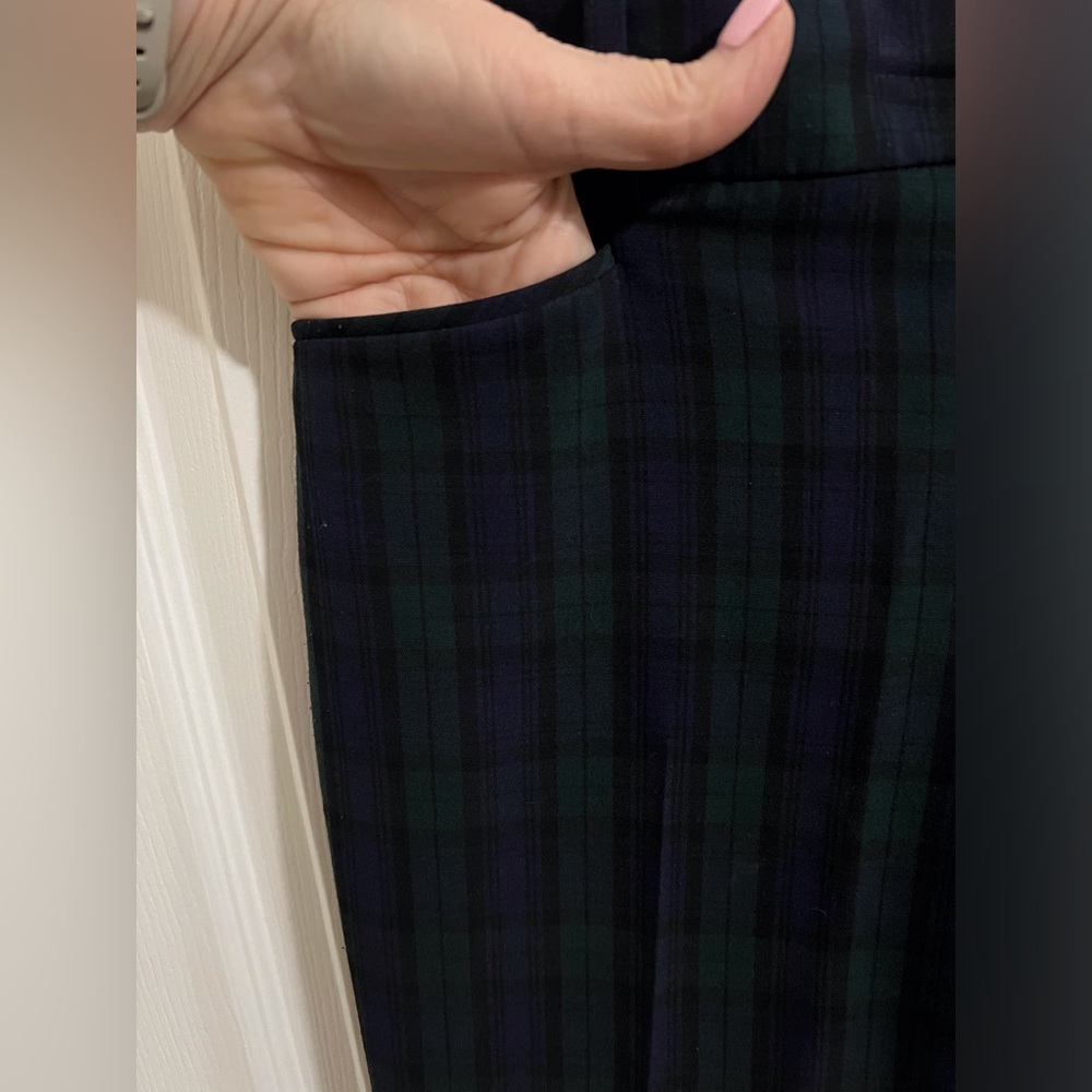 Calvin Klein Simmered Plaid Navy Blue/Hunter Green Pants Size 6